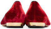 Thumbnail for your product : Charlotte Olympia Red Velvet Feline DOrsay Flats