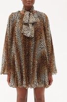 Thumbnail for your product : Dolce & Gabbana Leopard-print Plissé-chiffon Mini Dress - Leopard
