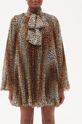 Dolce & Gabbana Leopard-print Plissé-chiffon Mini Dress - Leopard