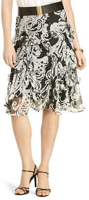 Lauren Ralph Lauren Petite Animal-Print A-Line Ruffled Skirt