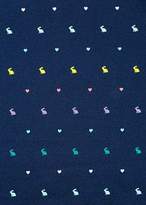 Thumbnail for your product : Paul Smith Men's Navy 'Rabbit And Heart' Striped Border Silk Pocket Square