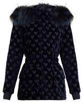Thumbnail for your product : Fendi Heart Motif Velvet Jacket - Womens - Navy