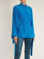 Thumbnail for your product : Sies Marjan Addilyn Slit Hem Silk Crepe De Chine Blouse - Womens - Blue