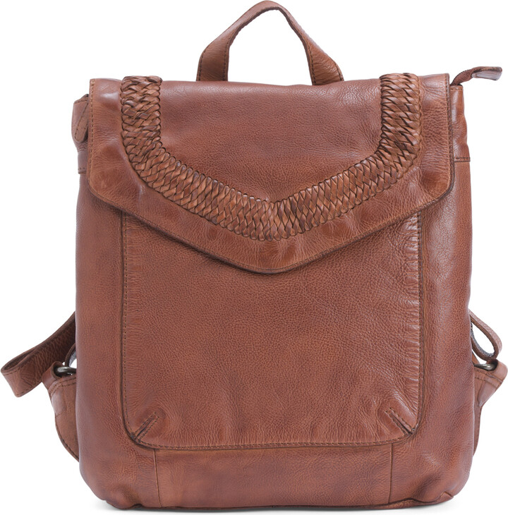 Vilenca Holland Leather V-stitch Flap Backpack - ShopStyle
