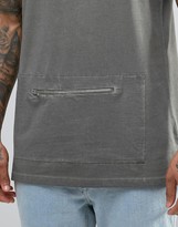 Thumbnail for your product : ASOS Longline T-Shirt With Oil Wash And Zip Front Pocket