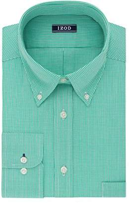 Izod Men's Regular Fit Mini Gingham Buttondown Collar Dress Shirt