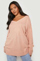 Thumbnail for your product : boohoo Plus Jumper With V Neck Detail Front And Back