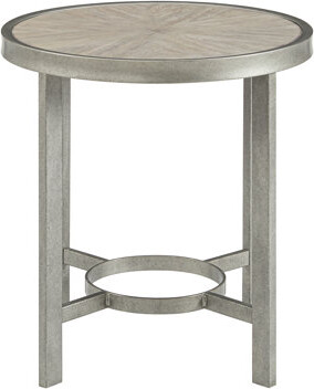 17 Stories Glorianne Wood and Metal Round End Table