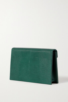 Hunting Season Envelope Smooth And Lizard-effect Leather Clutch - Green