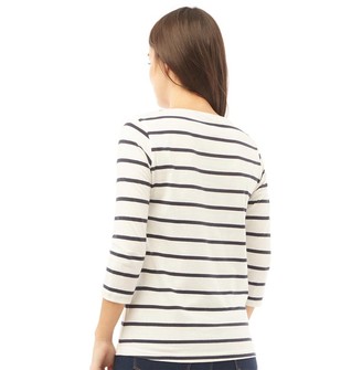 Crew Clothing Womens Cassie 3/4 Sleeve Stripe T-Shirt White/Navy