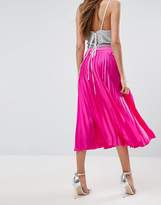 Thumbnail for your product : ASOS Satin Pleated Midi Skirt With Thigh Split