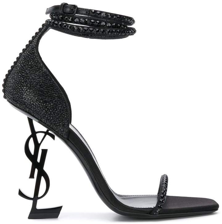 Saint Laurent Opyum crystal embellished sandals - ShopStyle