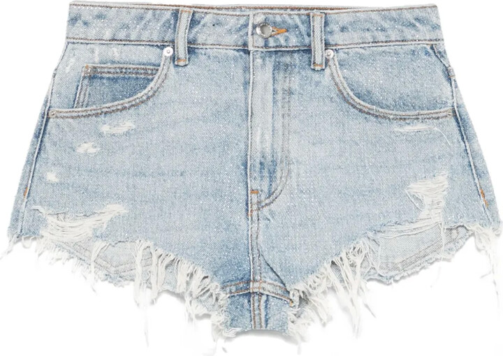 Rhinestoned Frayed Shorts
