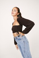 Thumbnail for your product : Nasty Gal Womens Ruched Square Neck Slinky Cropped Top