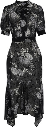 Walter Baker Maria Asymmetric Pussy-bow Printed Georgette Dress