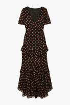 Thumbnail for your product : De La Vali Juliette ruffled polka-dot chiffon maxi dress