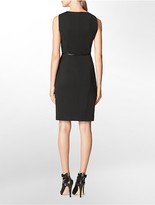 Thumbnail for your product : Calvin Klein Plaid Colorblock Belted Sleeveless Sheath Dress