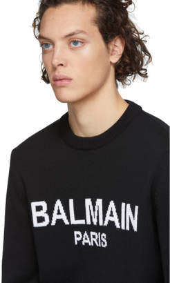 Balmain Black Virgin Wool Logo Sweater