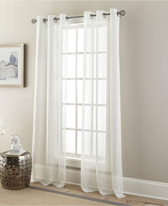 Glitter Semi Sheer Grommet Curtain Panel Pair, White/Metallic, 37 x 84"