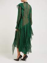 Thumbnail for your product : Petar Petrov Dike Striped Silk-chiffon Dress - Womens - Black Green