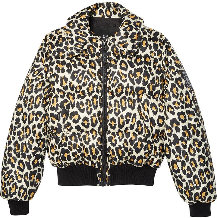 leopard print puffer coat