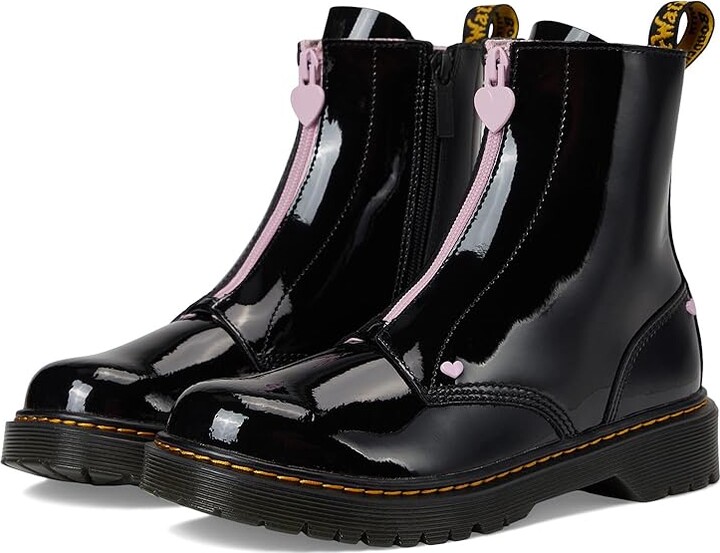 Dr. Martens Kid's Collection Bex Heart Zip Boot Youth (Big Kid) Kids Shoes Black : 5 UK (US 6 Big Kid) M, Leather