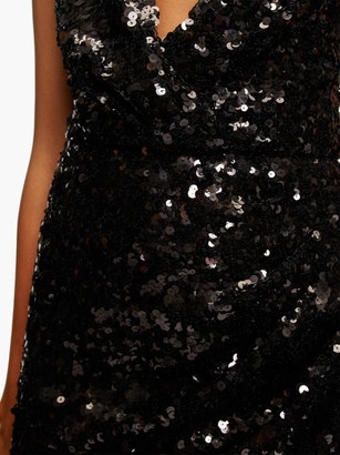 Dolce & Gabbana Plunge-neck Sequinned Midi Dress - Black