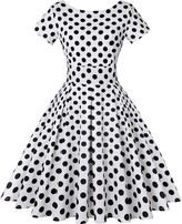 Thumbnail for your product : MINTLIMIT 1950S Dresses for Women Elegant Cocktail Short Sleeve Midi Dress Round Neck Dress