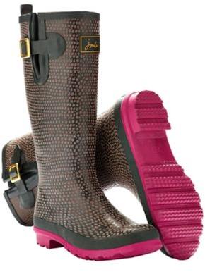Joules Nessie Womens Textured Wellies - Olive Snake