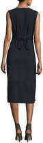 Thumbnail for your product : Frame Suede Semi-Wrap Midi Dress, Navy