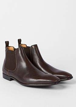 Paul Smith Men's Dark Brown Leather 'Falconer' Chelsea Boots