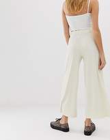 Thumbnail for your product : Monki co-ord ribbed wide leg pants in off white