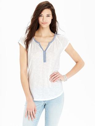 Old Navy Women's Embroidered-Trim Jersey Tops