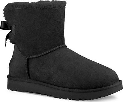black uggs with ribbons on the back