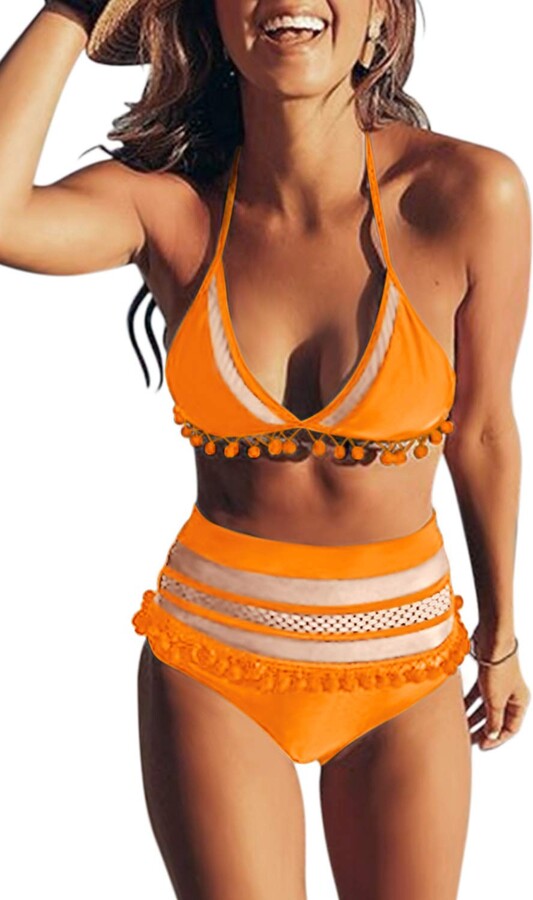 Lumiére high-waist bikini set Orange Farfetch Women Sport & Swimwear Swimwear Bikinis High Waisted Bikinis 