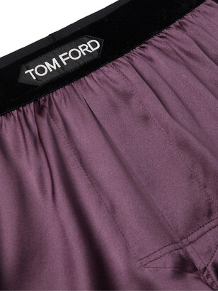 Tom Ford Velvet-Trimmed Stretch-Silk Satin Boxer Shorts