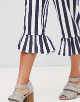 Thumbnail for your product : ASOS Petite Design Petite Stripe Pinny Jumpsuit With Frill Hem