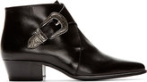Thumbnail for your product : Saint Laurent Black Leather Western Buckle Ankle Boots