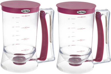 Chef Buddy Two Pancake Batter Dispensers - Batter Dispenser with Squeeze Handle for Pancakes, Waffles and Muffins