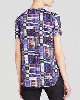 Thumbnail for your product : Armani Collezioni Top - Short Sleeve Watercolor Print Silk