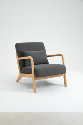 George Oliver Mid-Century Modern Upholstered Accent Chair with Wood Frame and Lumbar Support Cushion
