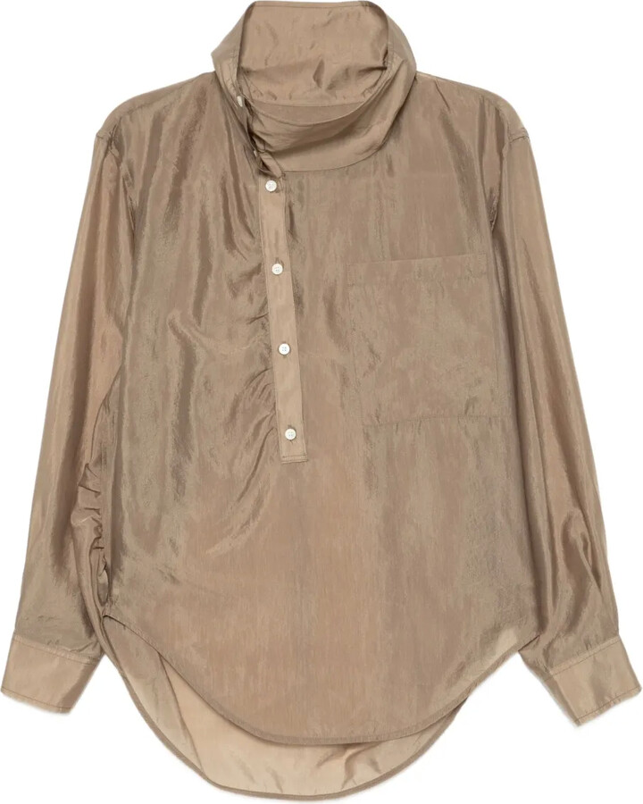 System Asymmmetric Collar Shirt