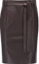 Thumbnail for your product : HUGO BOSS Faux-leather pencil skirt with stitch-trimmed tie belt