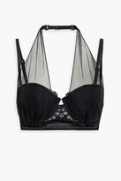 Thumbnail for your product : La Perla Tulle-paneled embroidered satin and lace balconette bra