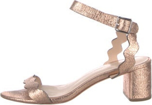 Loeffler Randall Leather Sandals Metallic & Pink Wrap-Around Straps & Buckle Closure at Ankles Unfortunately due to restrictions this item may not be eligible for shipping in all areas.