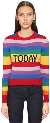 Alberta Ferretti Slim Today Rainbow Cotton Knit Sweater