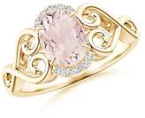 Thumbnail for your product : Angara.com Vintage Oval Morganite Solitaire Ring with Diamond Accents in 14K Yellow Gold (8x6mm Morganite)
