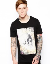 Thumbnail for your product : ASOS T-Shirt With Skull Print Woven Panel