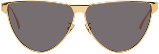 Bottega Veneta Gold & Grey Aviator Sunglasses