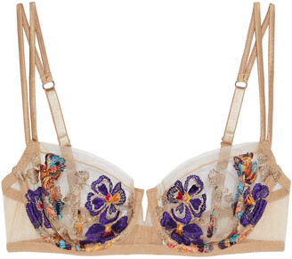I.D. Sarrieri Embroidered Stretch-tulle And Satin Underwired Bra